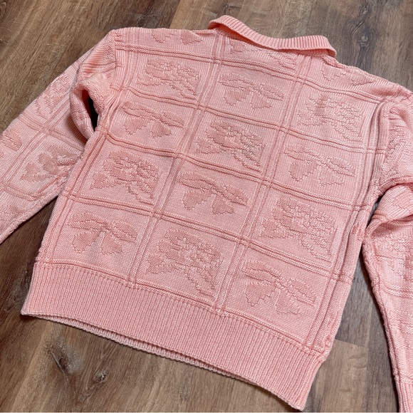VTG 80s Avon Fashions Kawaii Collar Sweater Pink Floral‎ Embroidered Retro - Picture 6 of 10